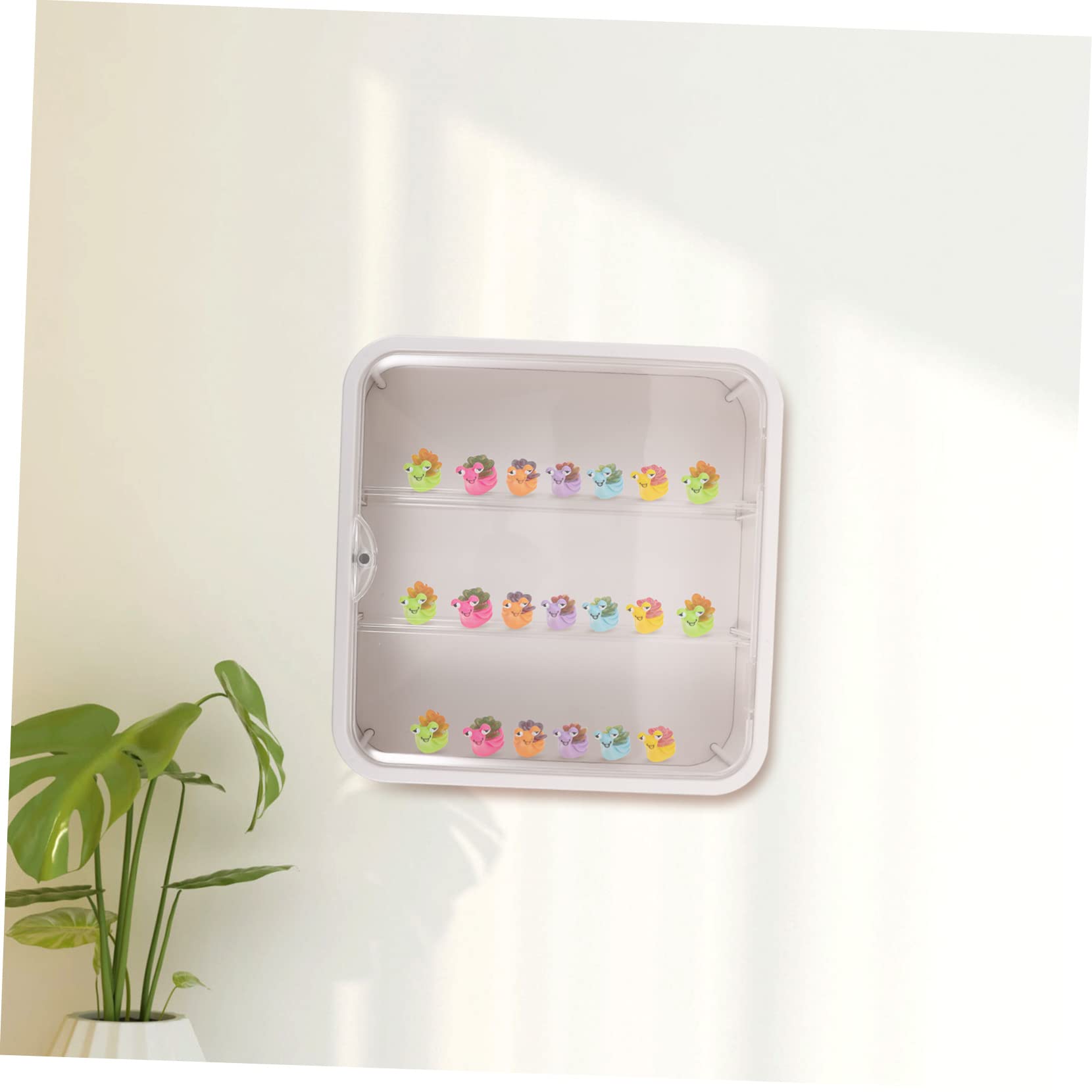 Vitrina para Figuras de Colección de Plástico Color Marfil Montaje Mural