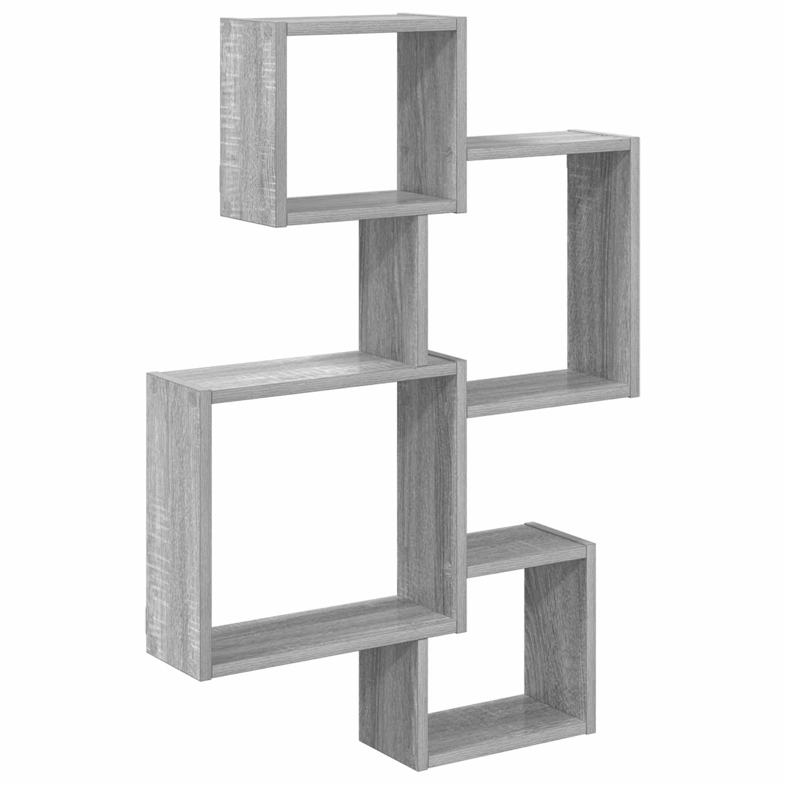 Wandwürfelregale Holzwerkstoff Grau 64 x 13,5 x 91,5 cm Wandhalterung platzsparend für Wohnzimmer Schlafzimmer Büro mit stabilem Stauraum und modernem Design