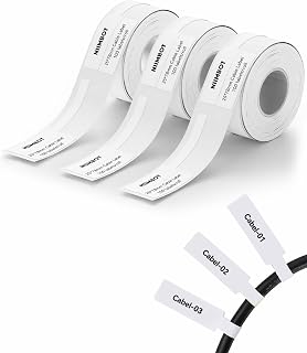 NIIMBOT Cable Label 3Rolls, 0.98" X 3.07" (25 X 78mm) White | Compatible for NIIMBOT B1 B21 B2 Label Printer