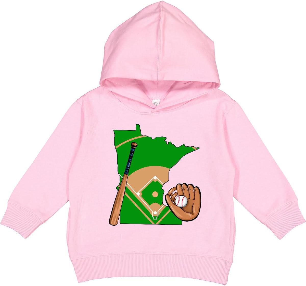 inktastic Minnesota Baseball Diamond with Bat and Glove Toddler Hoodie
