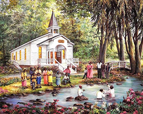 Jigsaw Puzzle 1000 Piece Wooden Puzzle African American Black Baptism by Church Christian Picture Family Decorations, Wall Art Pictures for Living Room Props Educational Toys & Games