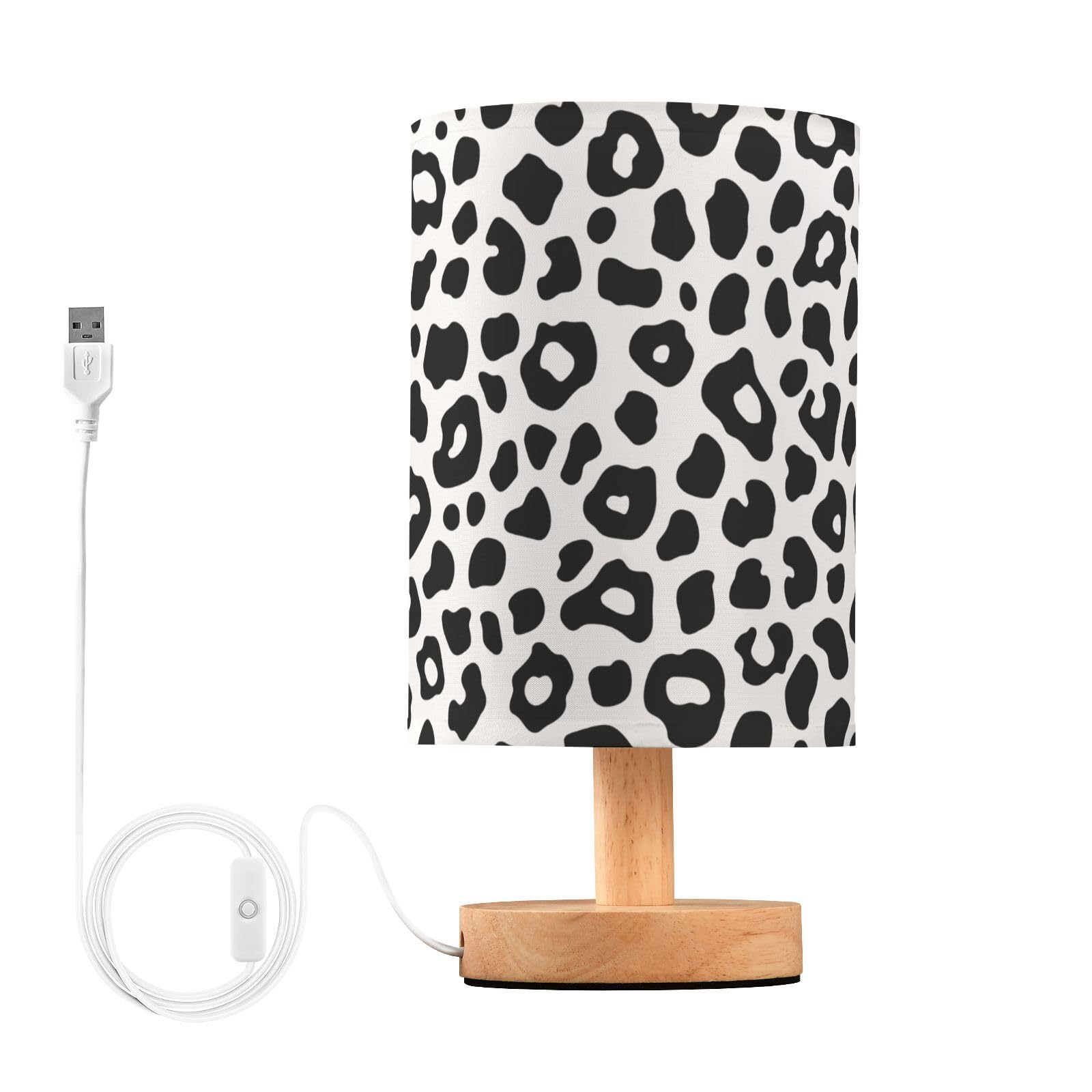 KLL Black and White Leopard Print Minimalism Table Side Lamp Decorative Night Light for Office Lamps for Reading Modern lampara de mesa