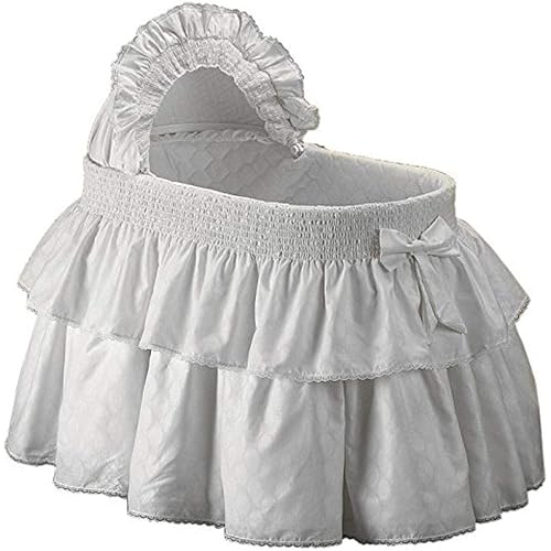 Baby Doll Bedding Neutral Paradise Bassinet Bedding Set for boy and Girly, White