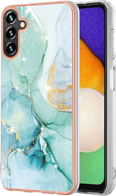Knoowcase for Samsung Galaxy A04s Case Marble Silicone Shockproof Case Glitter Full Protective Ultra Slim TPU Gem Rubber Skin Bumper Cover for Samsung A04s Girls Women, Light Green