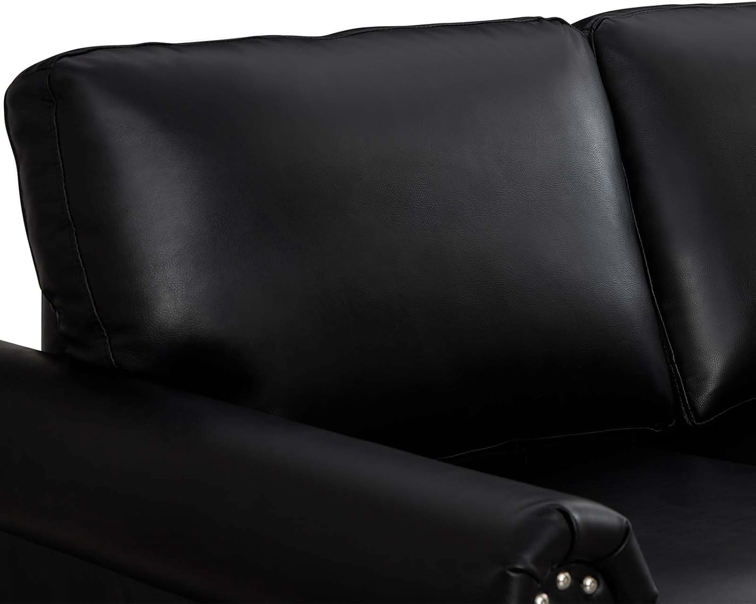Antetek 3-Piece Faux Leather Sofa Couch Set, Mid-Century Modern Arm Chair+Loveseat Sofa+3 Seater Couch with Storage Space, Comfy Upholstered Sofas for Living Room, Furniture Set, Black