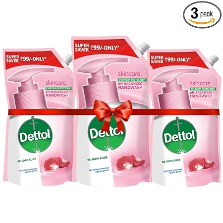 Dettol Liquid Handwash Refill  Skincare Hand Wash- 675ml (Pack fo 3) | pH Balanced | 10x Better Germ Protection