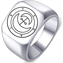 Engraved Silver Demons Symbol Sigils of Summoning Stainless Steel Stygal Brings Death Ring