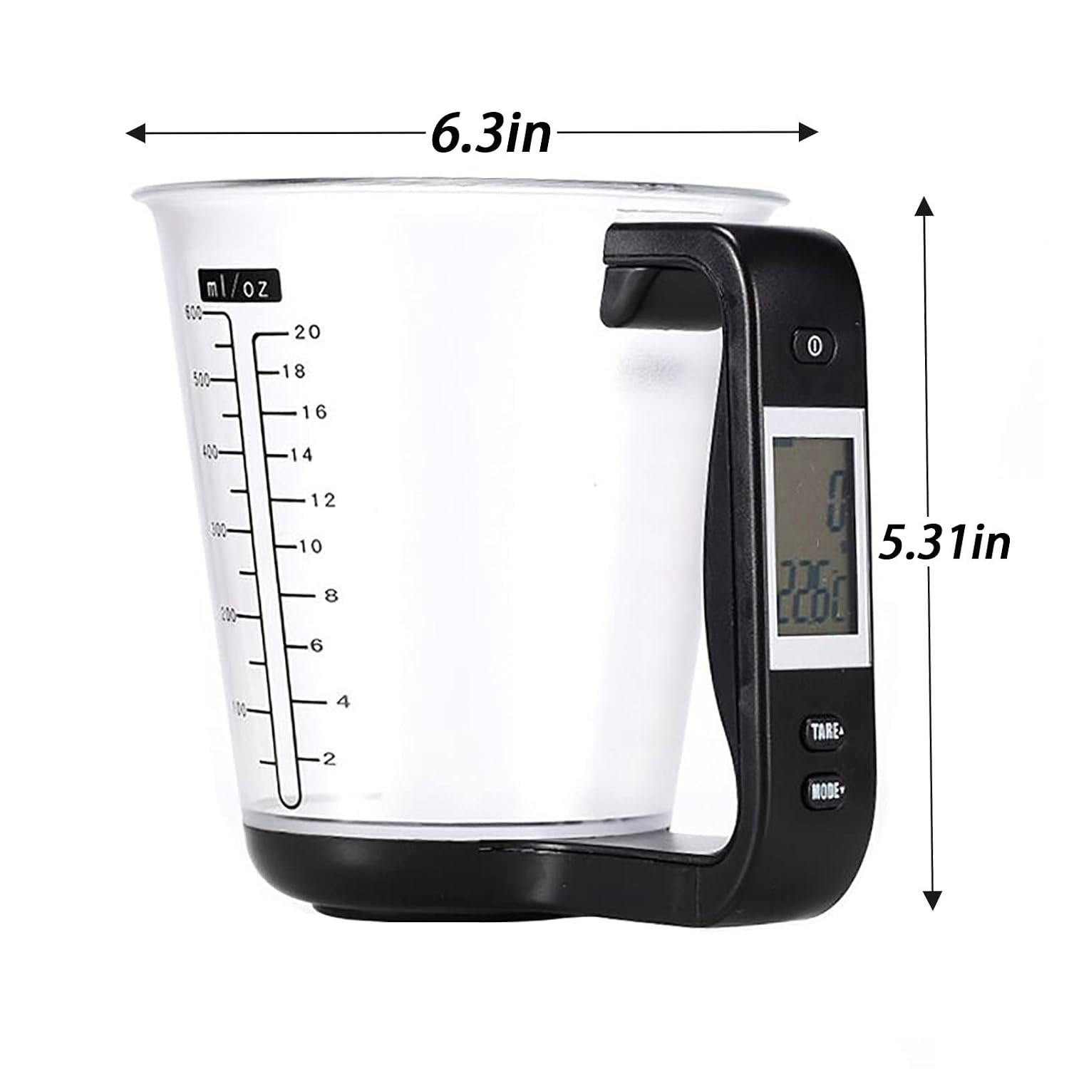 1Pcs Digital kitchen Electronic Measuring Cup Scale Household Jug Scales with LCD Display Temp Measurement 16x12.5x13.5cm (black), view 2
