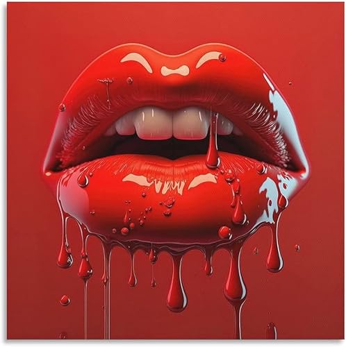 Pósteres estéticos minimalistas con labios rojos, decoración de dientes blancos sexys, arte de pared, arte de pared, lienzo, decoración de pared,
