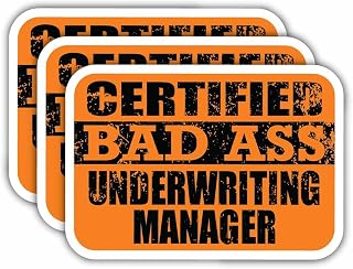 (x3) Certified Bad Ass Underwriting Manager Magnets | Cool Funny Occupation Job Career Gift Idea | Magnet Decal for Fridges, Toolboxes, Lockers, Helmets, Hard Hats