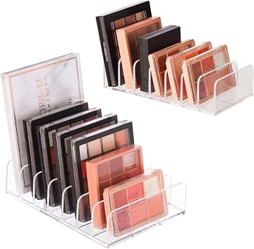 2PCS Makeup Organiser, Clear Acrylic Organiser, Acrylic Makeup Organiser, 7-Section Divided Cosmetics Make up Storage Organizer Box, Plastic Cosmetics Holder, for Dresser Vanity Bathroom Kitchen