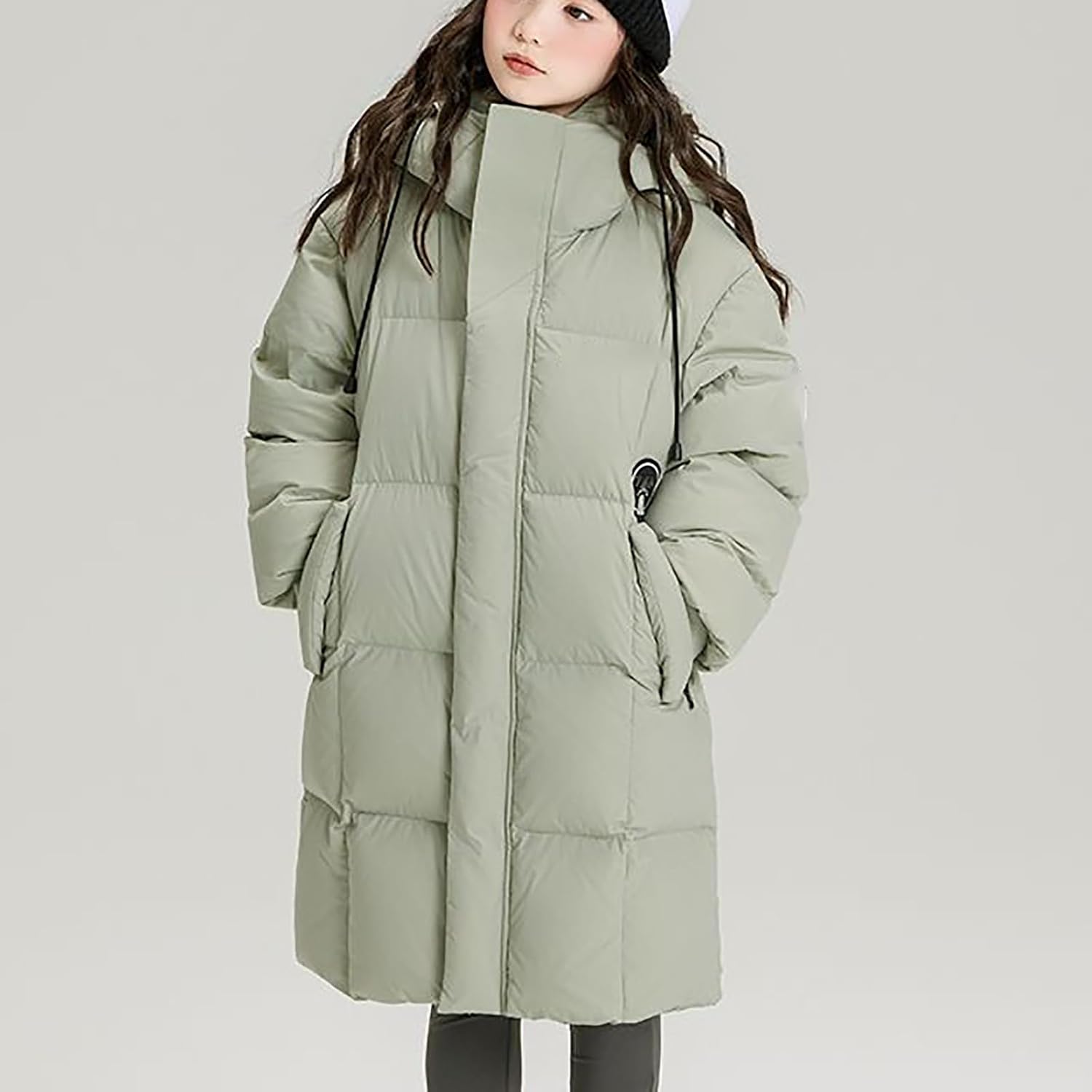Girls Long Puffer Jacket Warm Insulated Down Coat Kids Winter Lightweight Windproof Padded Parka Outerwear Snow Coats