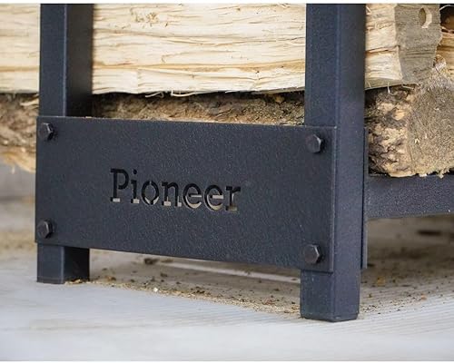 Miniatura 3 de Woodhaven Pioneer - Estante para leña de 8 pies con tapa, color negro, soporte de troncos de acero para exteriores con tapa, ideal para madera