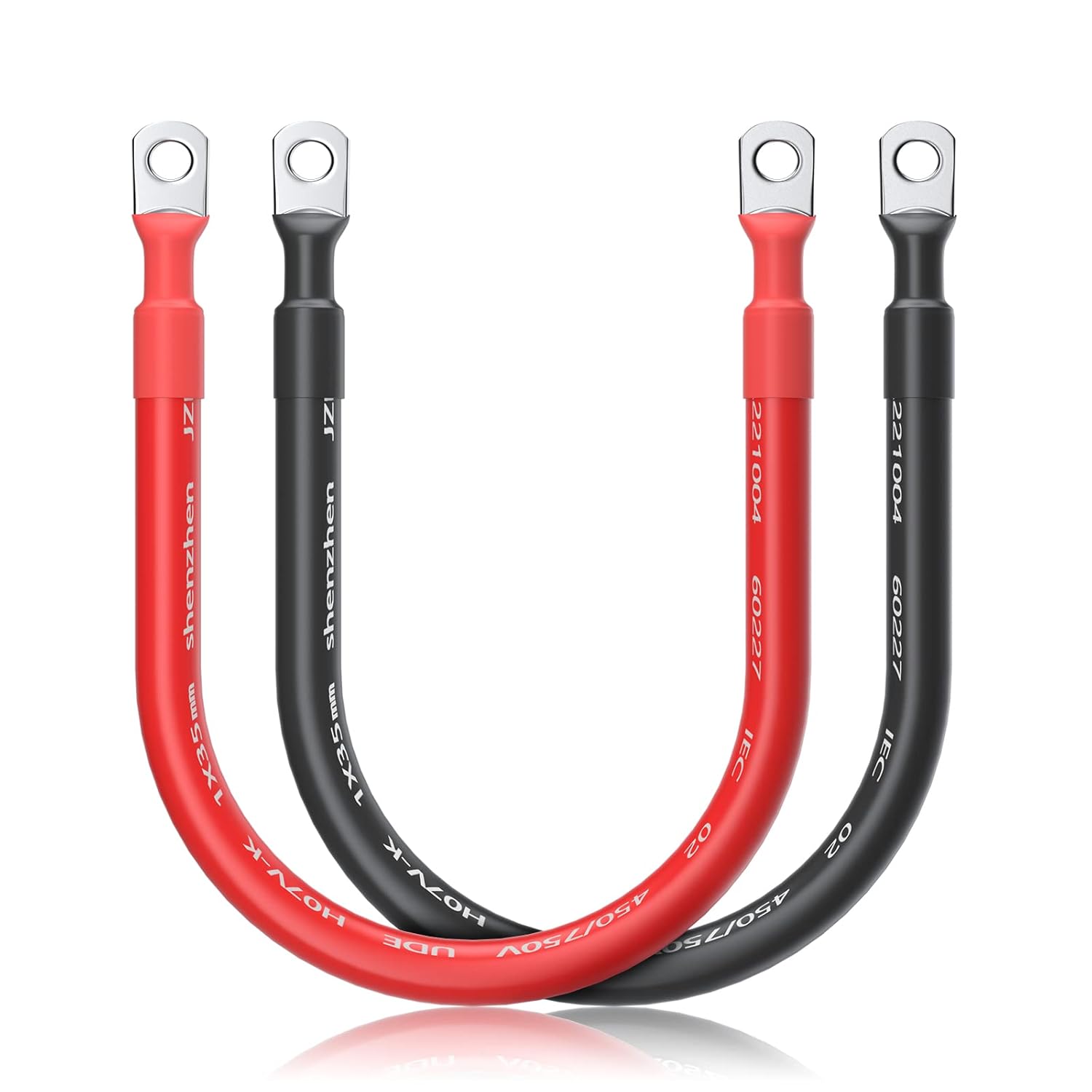2 AWG Battery Cable 10 Feet 2 Gauge 1 Pair Red and Black Pure Copper Welding Battery Inverter Cable Wire, fit for Solar, RV, Marine, Car, Boat and Trucks, Both End with Heavy Duty 5/16" Lugs