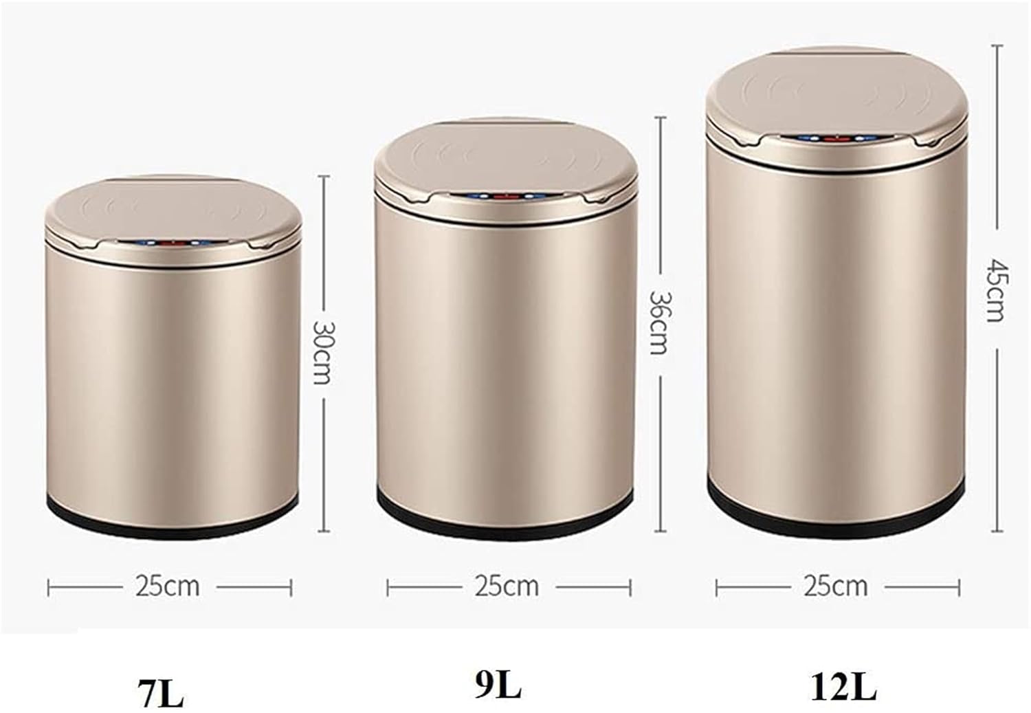 Automatic Trash Can for Kitchen, Infrared Motion Sensor Garbage Can Wastebaskets, Round Stainless Steel Garbage Bin with Lid- (Color : Pink, Size : 12 L 3.6 Gal)