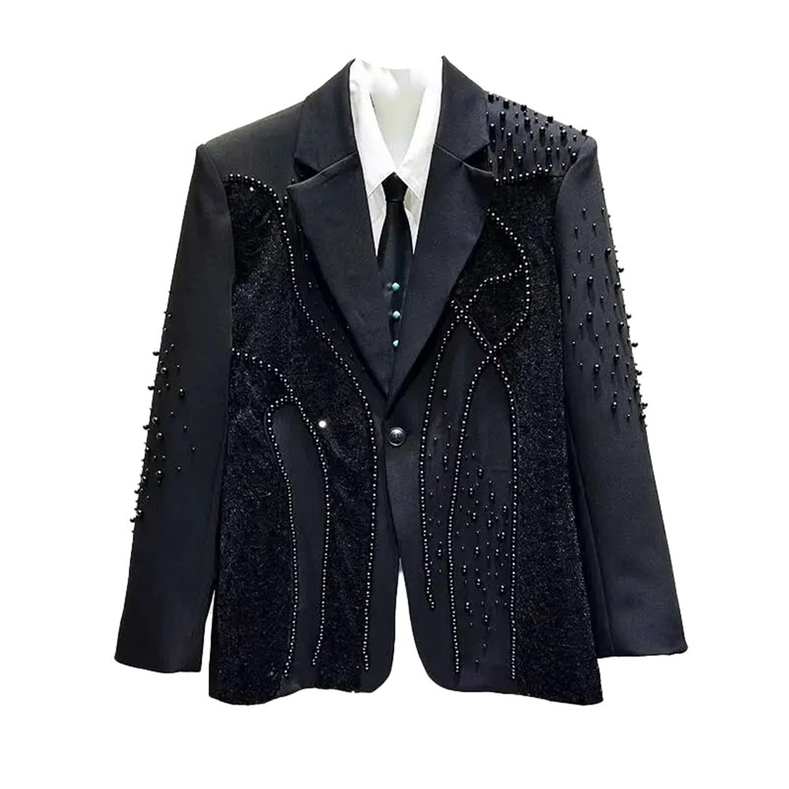 Blazer de performance haut de gamme à perles patchwork - 8