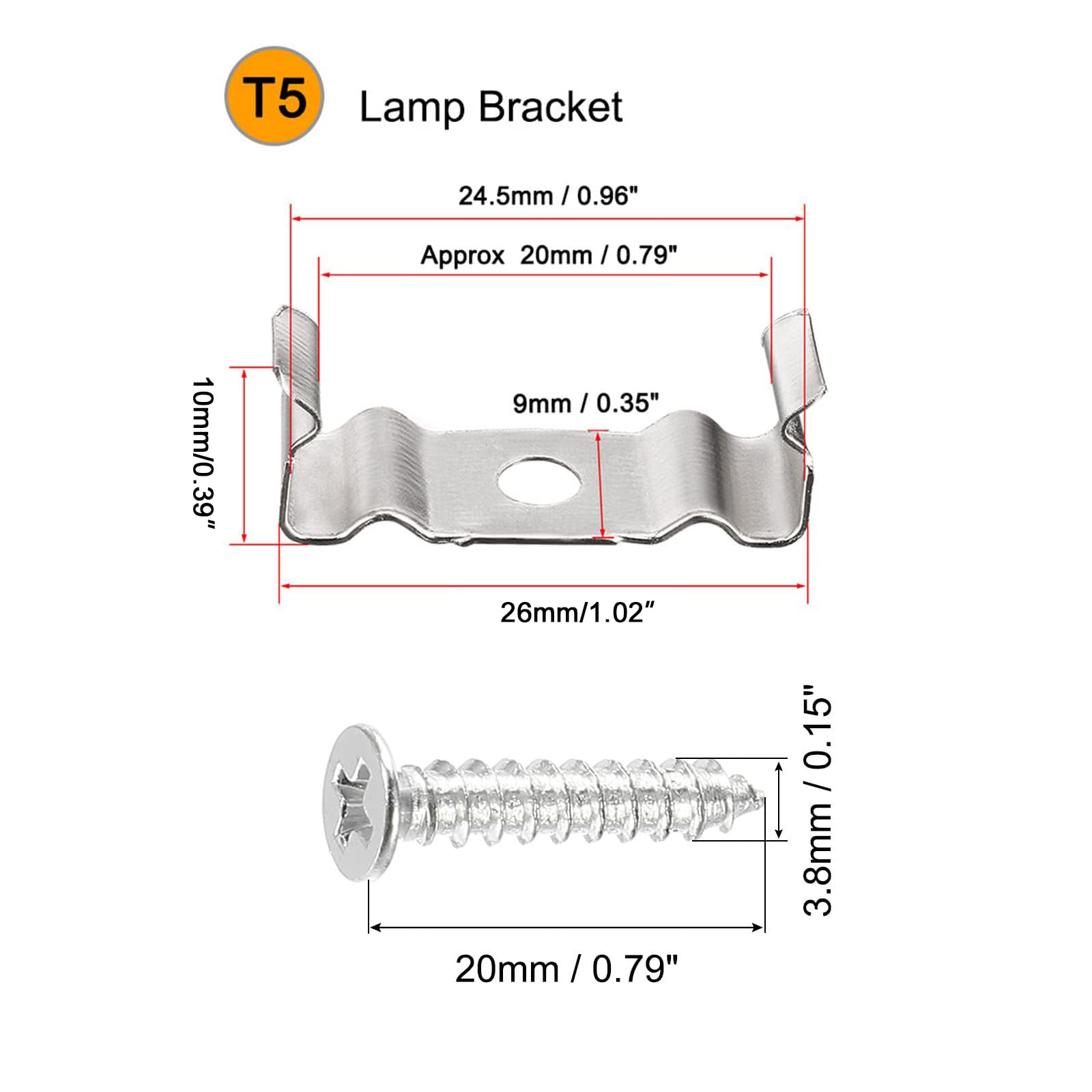 TOP-VIGOR 10Pcs T5 Clips Bracket Hanger Fluorescent Tube Light Fixture Holder Clamps with Screws for LED Bulbs Ceiling Lamp to Prevent Sagging - Image 2