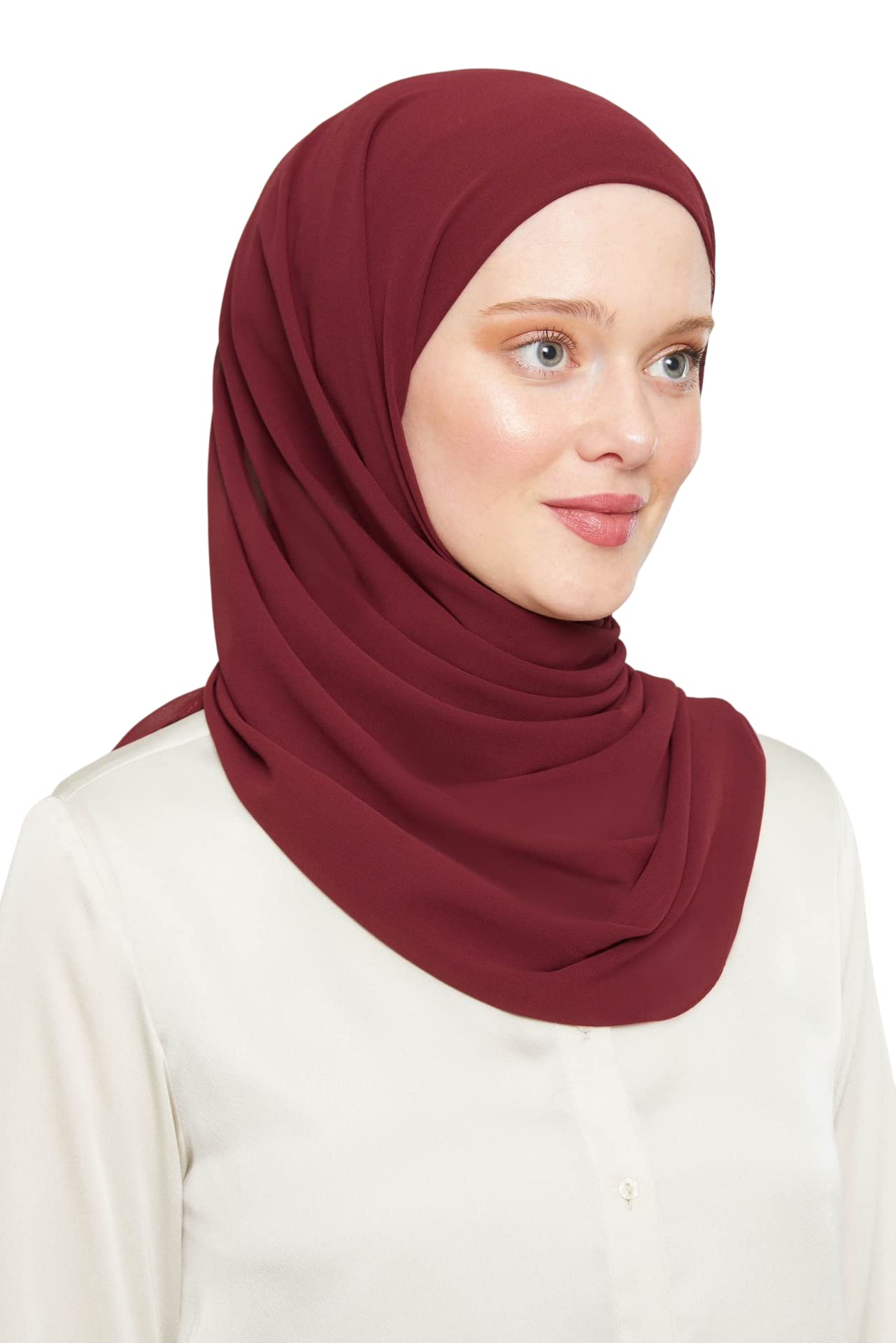 Ready To Go Instant Hijab for Ladies Girls Women Turkey Premium Quality Chiffon Scarf (Maroon)