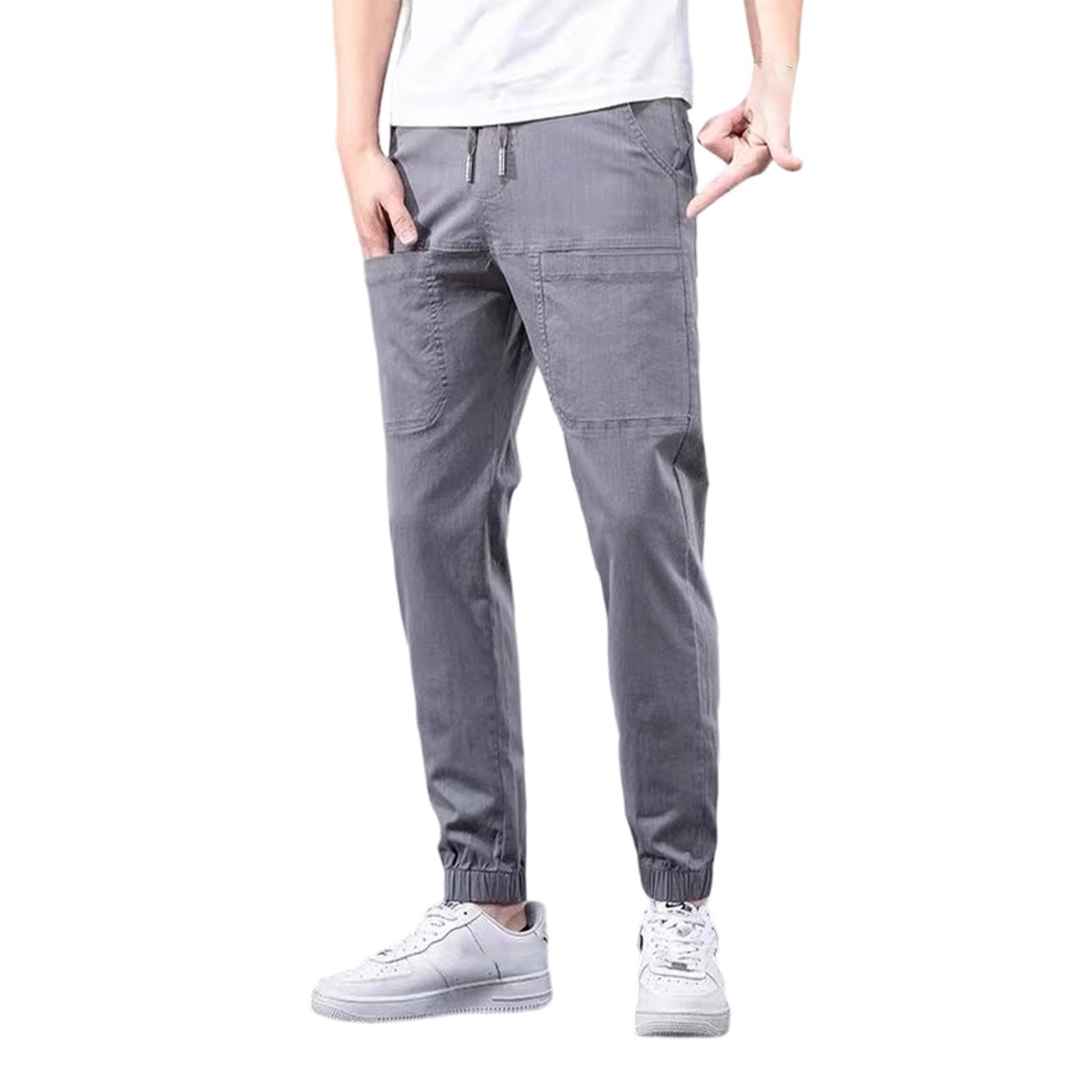 Pantalon cargo de combat noir homme décontracté multi-poches - 6