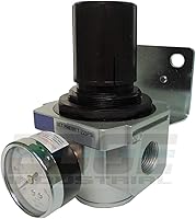 Vista 23 de HEAVY DUTY IN-LINE COMPRESSED AIR PRESSURE REGULATOR FOR AIR COMPRESSOR, 7 TO 215 PSI ADJUSTABLE, HIGH FLOW RATE, WALL BRACKET AND GAUGE INCLUDED
