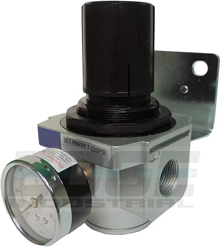 Vista 23 de HEAVY DUTY IN-LINE COMPRESSED AIR PRESSURE REGULATOR FOR AIR COMPRESSOR, 7 TO 215 PSI ADJUSTABLE, HIGH FLOW RATE, WALL BRACKET AND GAUGE INCLUDED