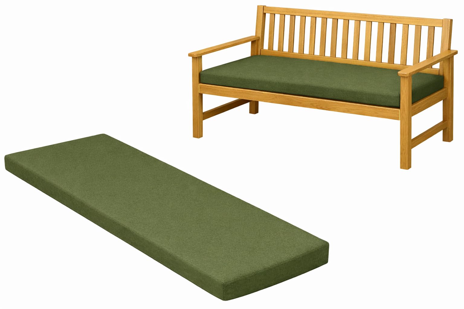Brillars Bench Cushion Pad Outdoor Indoor - Garden Kitchen Furniture Seater 100% Waterproof Seat Foam - Zip Cover Patio Rattan Swing Hammock Rectangle Cushions (Olive Green, 4 Seater-170x52x6cm) โ image 1