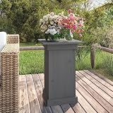 QUAHEAS Supporto per fiori grigio in legno di pino massiccio, 40 x 40 x 60 cm, supporto per piante, sgabello per piante, scala per fiori, colonna per piante, balcone, terrazza, interni ed esterni, per