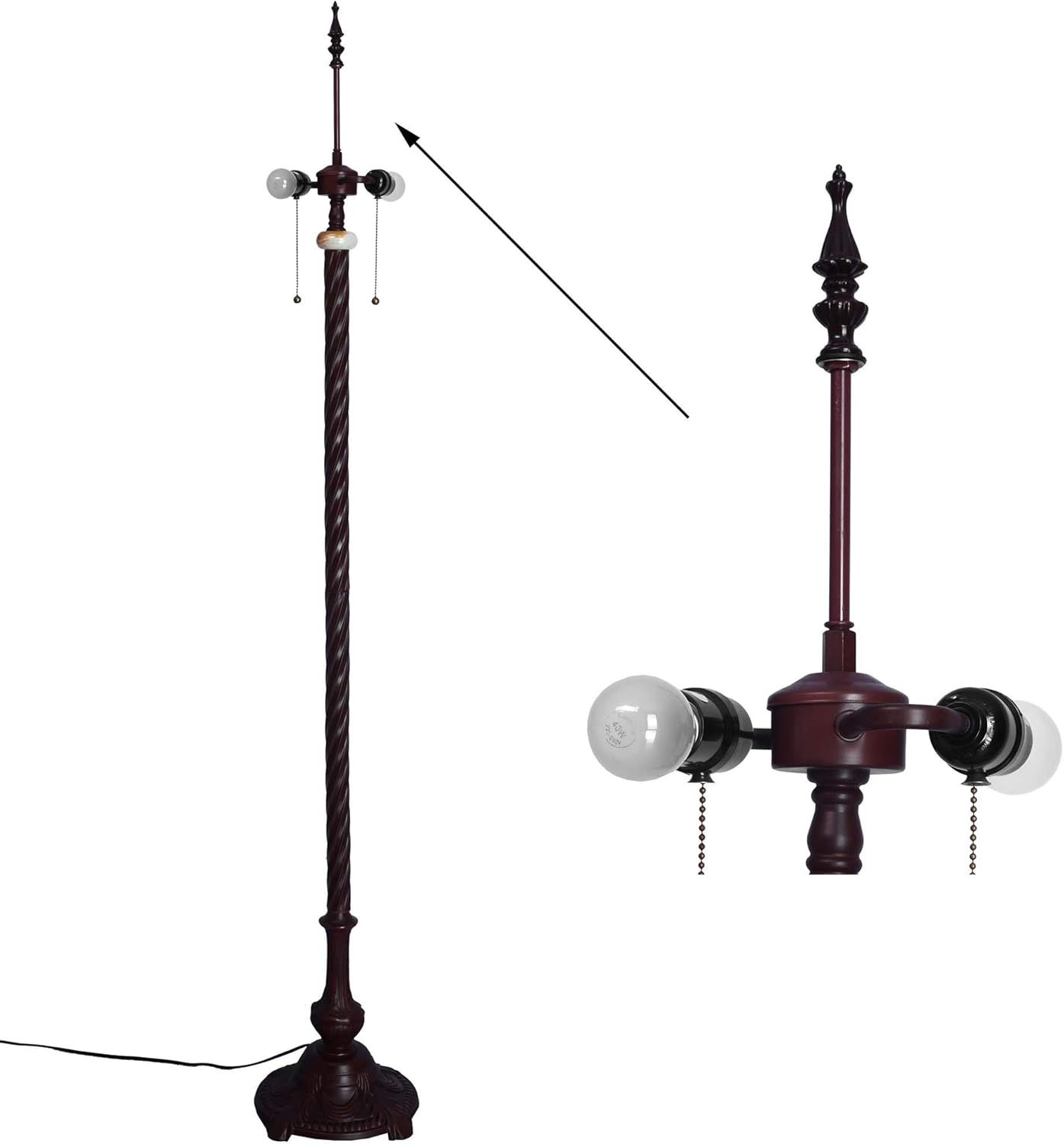 Bieye SS008 Lampshade Support with Finial for Tiffany Style Stained Glass Floor Lamp Table Lamp (G3/8 140mm Bronze Crown)