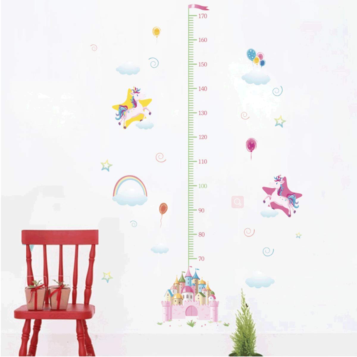DAYON Height Growth Chart Wall Sticker,Removable Wall Stickers for Kids Nursery Bedroom Living Room (Unicorn)