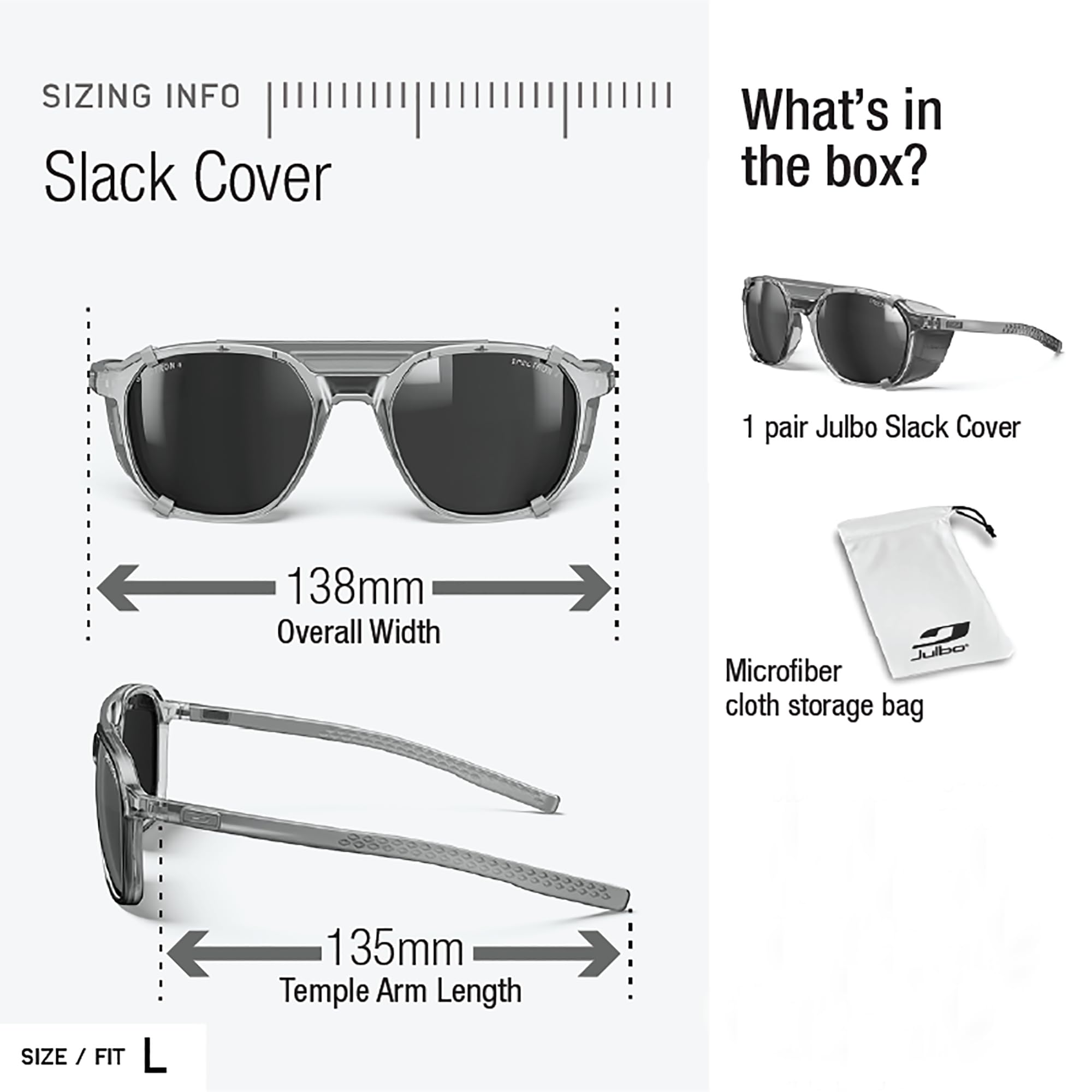 Julbo Slack Cover Lunettes de soleil alpinisme, randonnée, trekking Mixte (lot de 1)