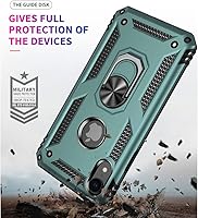 Vista 2 de Yiakeng Funda para iPhone XR, iPhone XR con protector de pantalla, fundas protectoras de grado militar con anillo para iPhone XR (verde oscuro)