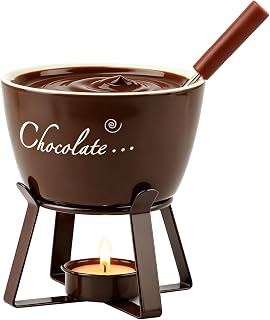Mini Sweet Fondue Cup, Ceramic Coffee Warmer Mug, Mini Fondue Set, Portable Chocolate Melting Cup with Fork for Cheese, for Camping/Date/Movie Night/Birthday