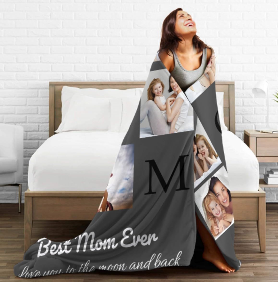 Ship Next Day-Custom Blankets with Photos Text, Personalized Blanket with Photos Pictures for Dad, Mom, Dogs, Friends or Lover, Birthday Halloween Christmas Blanket Gift-Printed in USA (for Mom) - Image 3