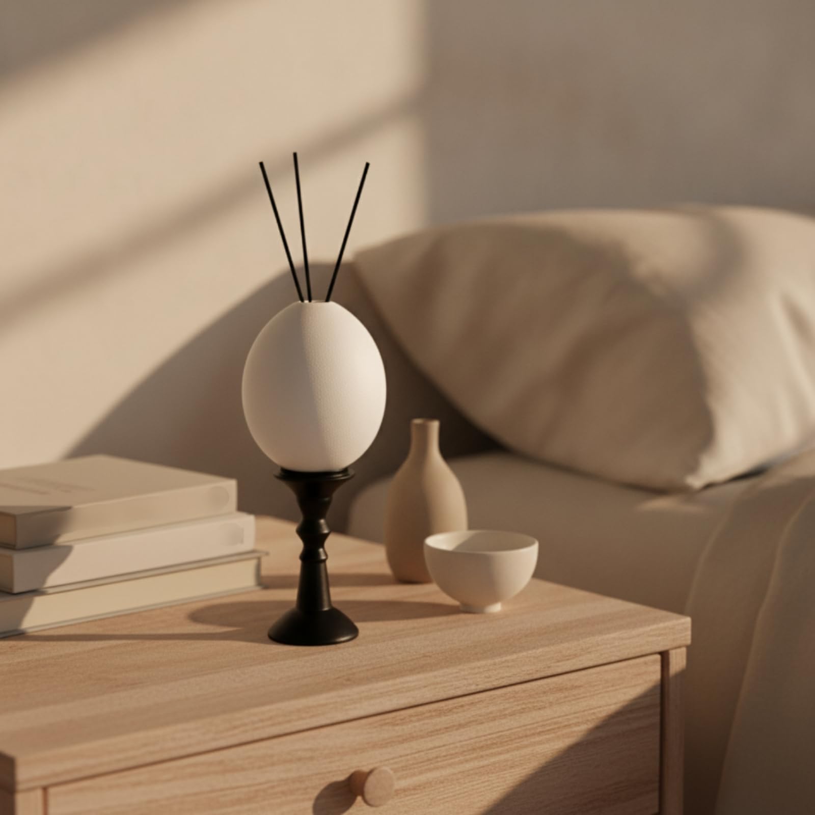 rockible Profumatore Decorativo Bottiglia Diffusore Vaso Profumo Flacone Essenze Contenitore Aroma con Piedistallo Nero in Legno E Resina per Dispersione, Sfera