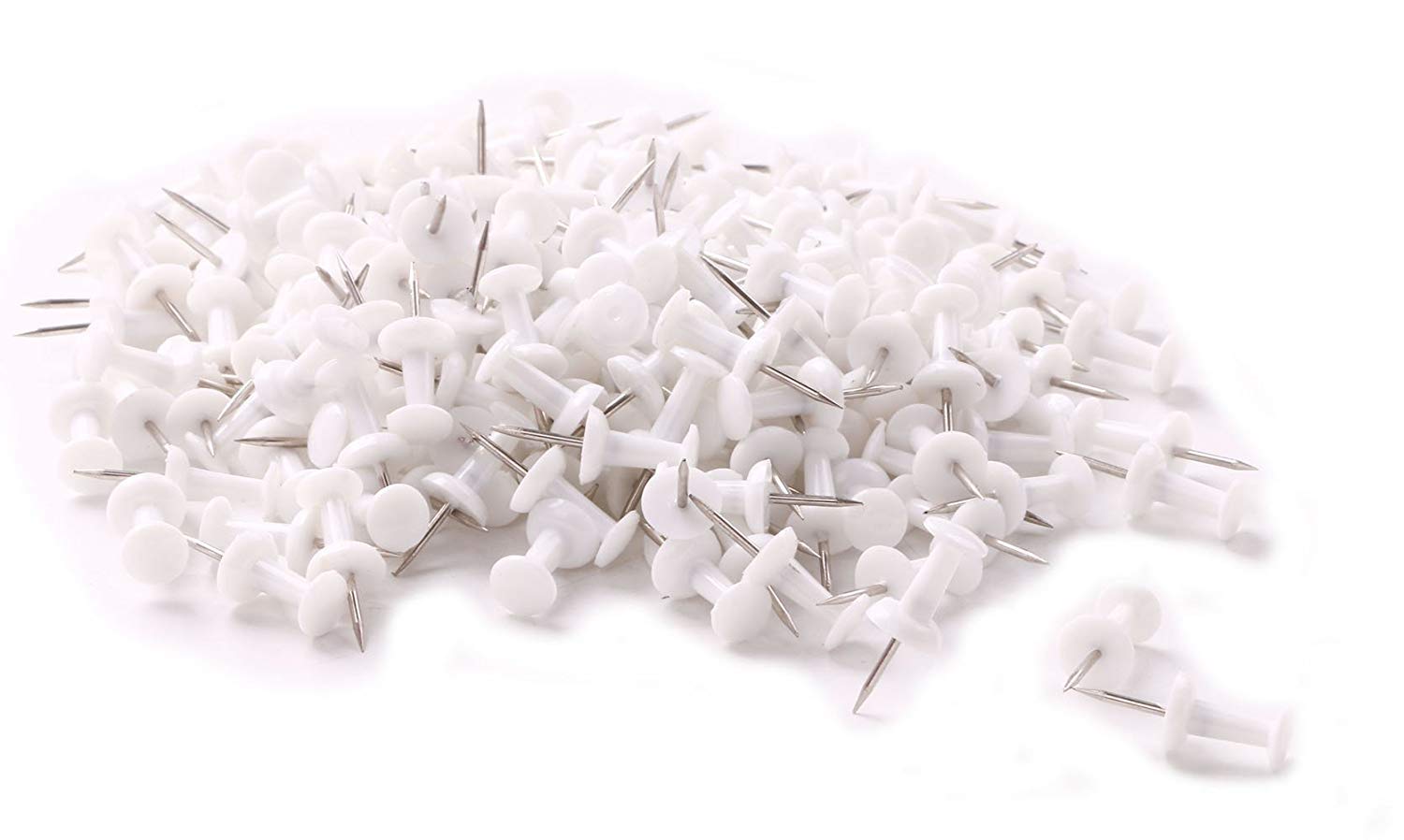 Tupalizy 200PCS Colored Plastic Push Pins Decorative Map Thumb Tacks with Steel for Bulletin Board and DIY Craft Home Office Use (White)