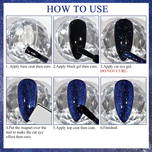 Supwee Cat Magnetisch Eye Gel Set 9D Cat Eye Gel-Nagellack Holographischer Nagellack Soak Off UV Glänzender Nagellack… – Bild 8