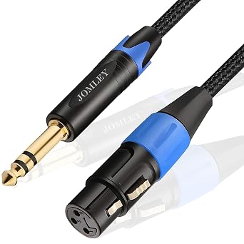Female XLR to 1/4 inch 6.35mm TRS Balanced Microphone Cable, Nylon Braid 3-Pin XLR Female to Quarter inch TRS Male Interconnect Patch Cable - 3.3ft