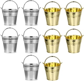 10pcs Plastic Snack Storage Buckets with Handles for Candies and Snacks, Party Favors Storage Containers, Sturdy Mini Candy Buckets for Thanksgiving and New Year
