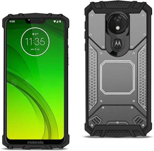 Miniatura 4 de Golden Sheeps Carcasa híbrida de metal de aluminio compatible con Motorola Moto G7 Power, Moto G7 Optimo Maxx, Moto G7 Supra con placa de metal