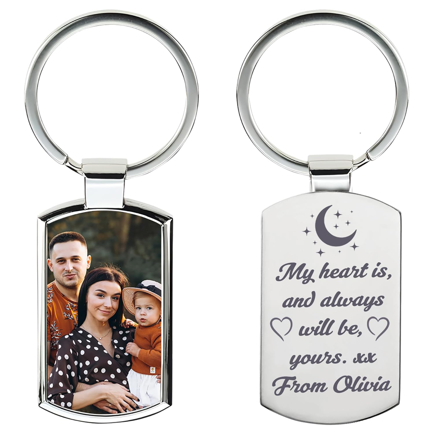 Personalised Photo Keychain – Customised Keyring with Picture & Engraving – Gift for Mum, Dad, Grandparents – Birthday Present, Mother’s Day, Father’s Day, Anniversary, Wedding, Christmas Keepsake