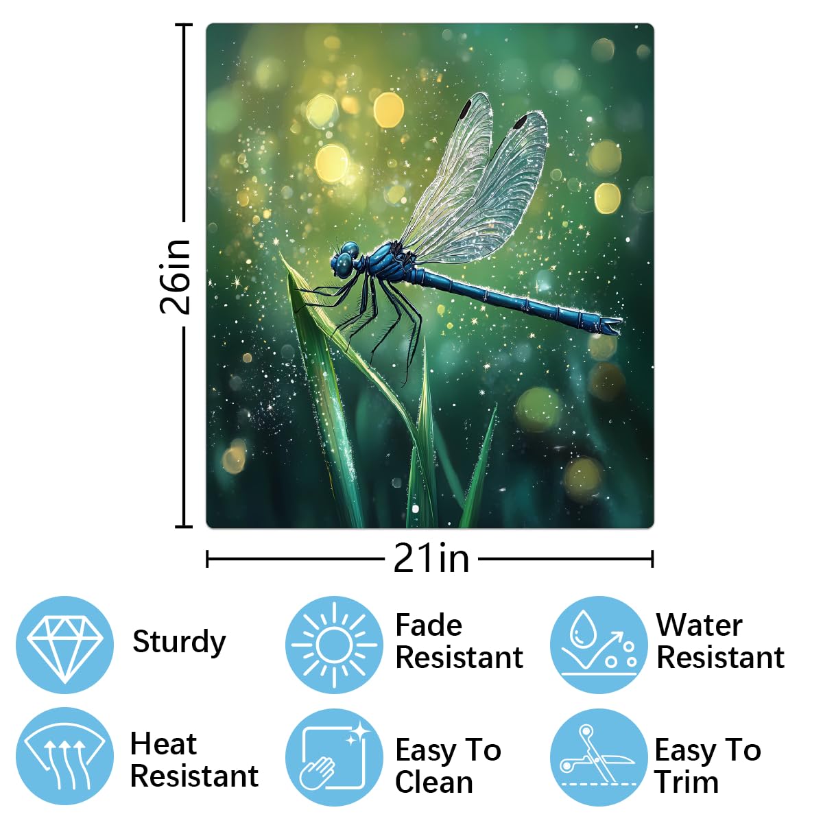 Mexpekil Magnetabdeckung für Geschirrspüler, Motiv: Sommerlibelle, 53,3 x 66 cm, dekorativ, wasserdicht, für Geschirrspüler, magnetischer Aufkleber für Küchengeräte