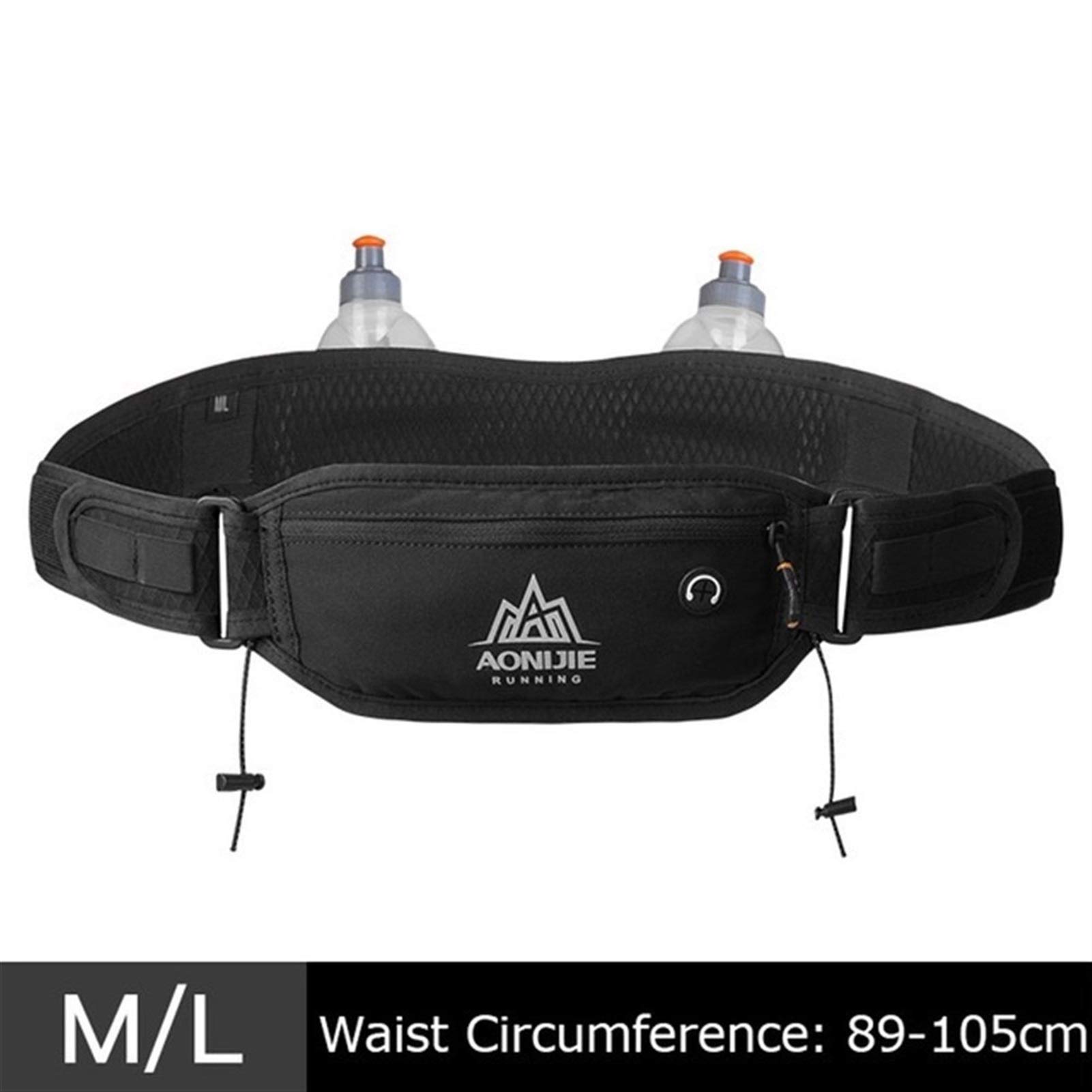 Riñonera para correr, maratón, correr, ciclismo, correr, hidratación, riñonera, soporte para teléfono para botellas de agua de 170 ml, Ml Full Black, Talla única
