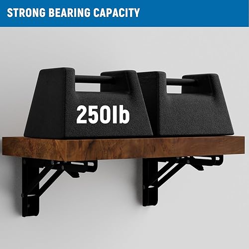 Miniatura 8 de LEOPO Soportes plegables para estantes de 10 pulgadas, paquete de 2 soportes plegables triangulares plegables para montaje en pared para mesa