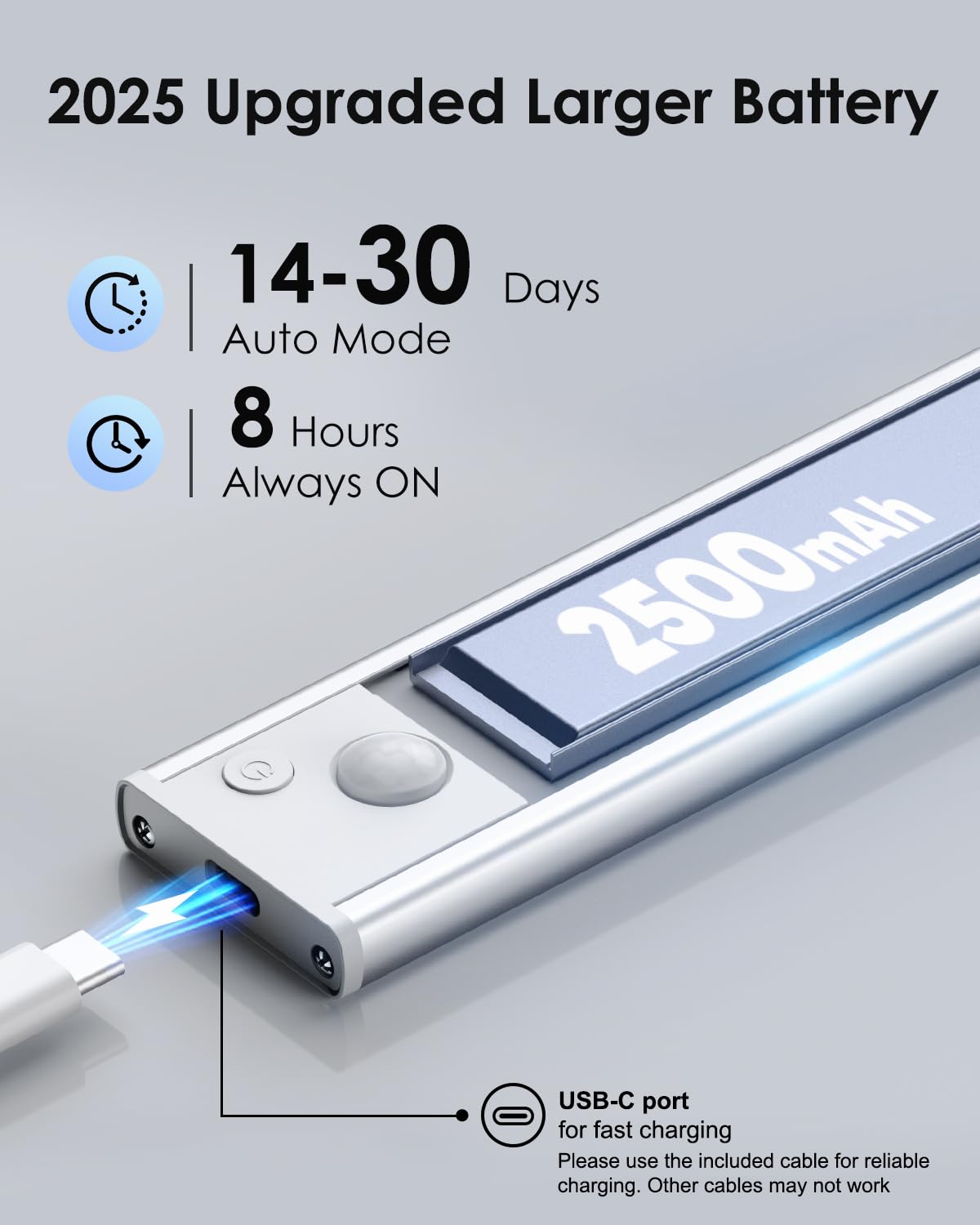 Confezione da 5 luci per armadietti, ricaricabili 2500 mAh, luci a LED wireless con sensore di movimento per interni e armadi