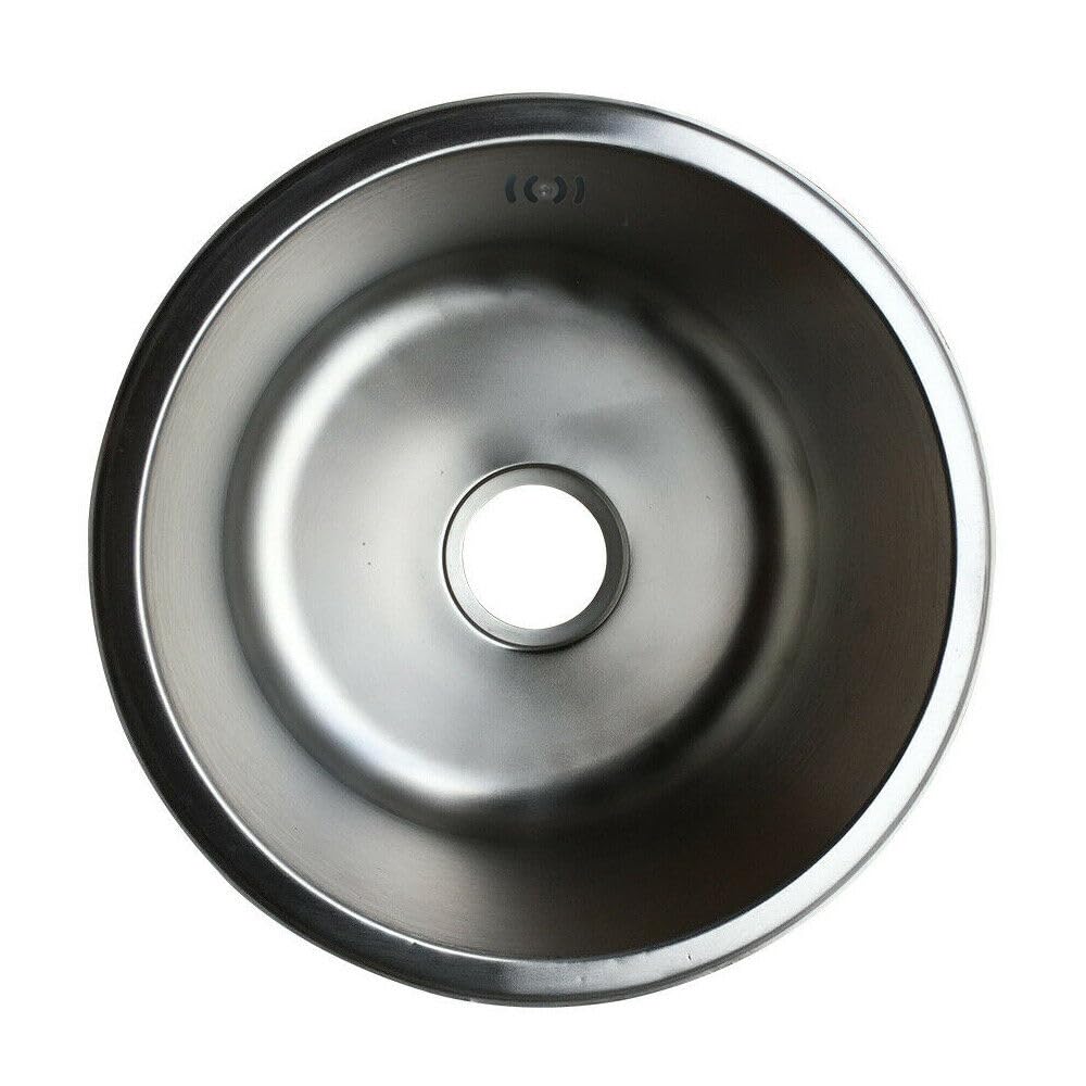Lavello da cucina rotondo in acciaio inox, 36,5 cm, lavello da incasso, per cucine, lavandini, laboratori, caffetterie, lavaggio pentole, padelle, ingredienti, argento