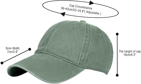 Glamorstar Classic Unisex Baseball Cap Adjustable Washed Dyed Cotton Ball Hat