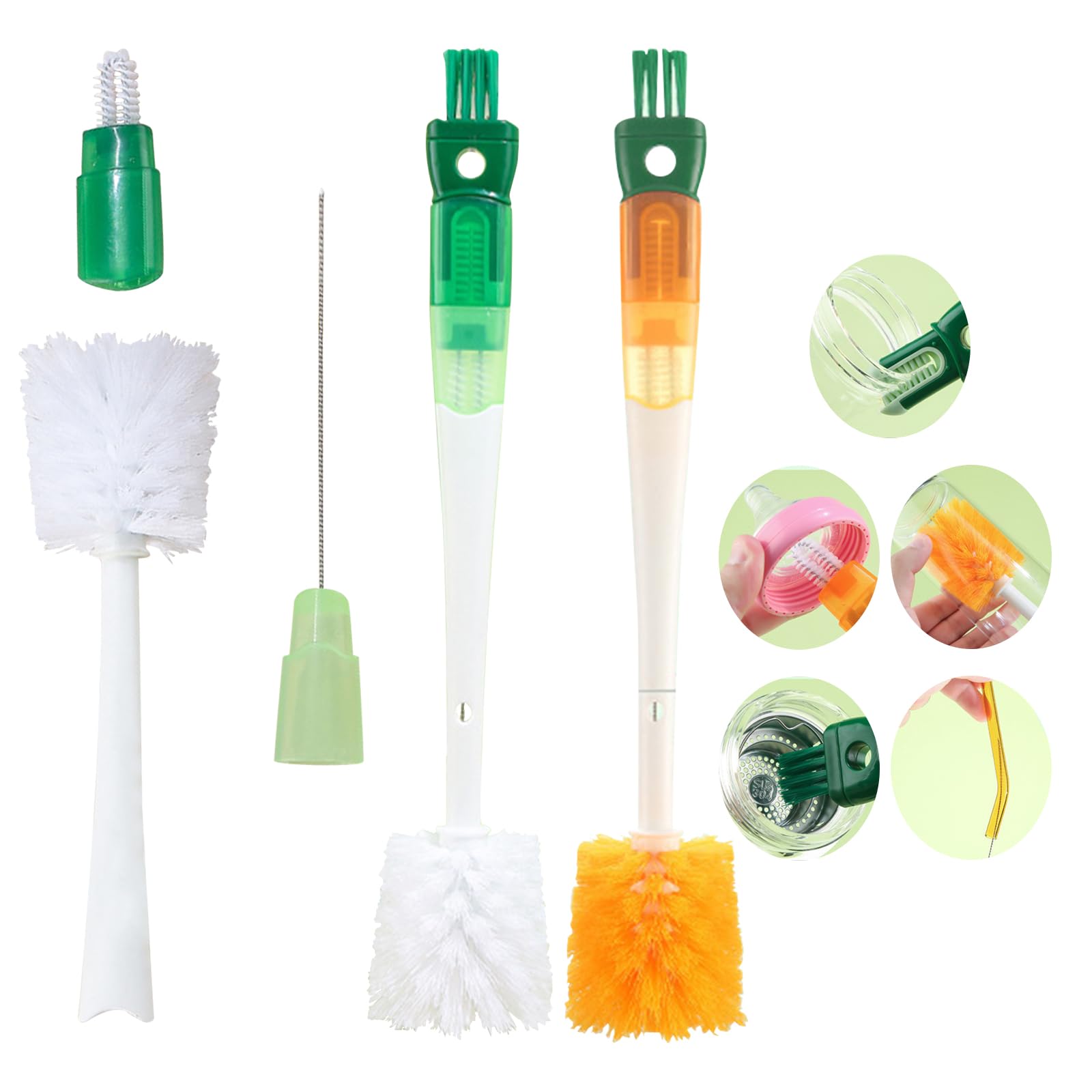 Brosse Multifonction 5 En 1 Pour Biberon Et Bouteille - Long Manche, Poils En Silicone, Lavable - Nettoyage Facile