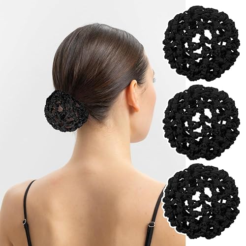 Miniatura 6 de Paquete de 12 fundas para moño de ballet, red de pelo de ballet para niñas, red elástica para el cabello, soporte para moño, redes invisibles,