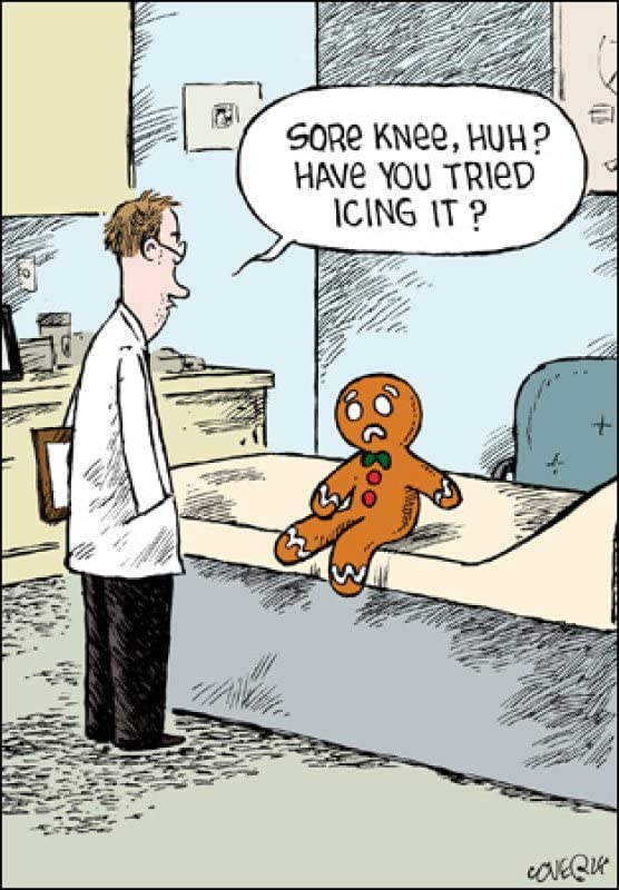 WoodmansterneBirthday/Blank Funny Card for Men/Women - General Humour Male/Female Card - Gingerbread Man at Doctors Cartoon Sketch - Eco-Friendly & Recyclable - Printed in the UK