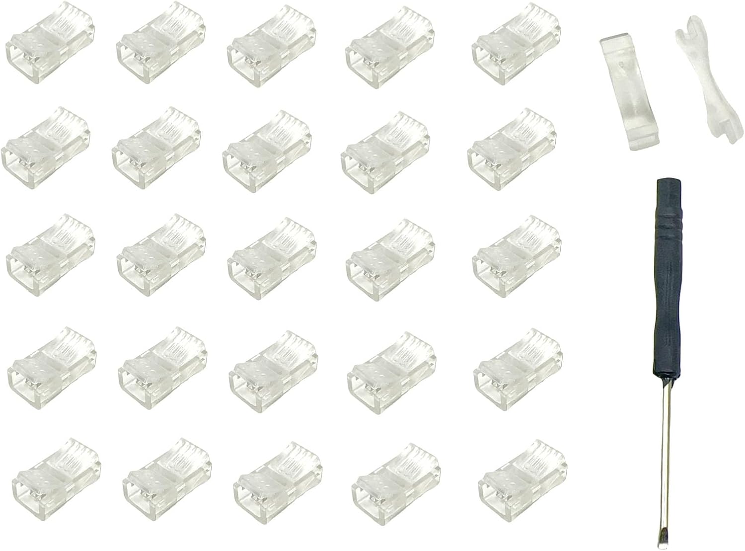 25pcs 4 Pin 8mm LED Strip Connector LED Light Wide Strip to Wire Quick Connectors RGB Lights Adapter Clear Unwired Gapless Track Lighting Connector Compatiable with 5050/3528 LED RGB Strip Light